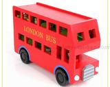 外贸尾单实木制伦敦大红巴士双层公交汽车模型仿真玩具车儿童礼物