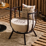 美式复古铁艺沙发椅创意休闲沙发椅现代简约圆形懒人沙发布艺椅子