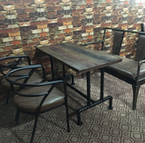 定制复古铁艺水管酒吧桌椅咖啡厅桌椅组合奶茶店休闲桌椅实木餐桌