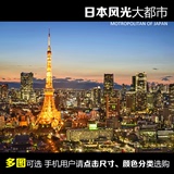 现代装饰画日本旅游城市东京大阪夜景历史名胜建筑风景海报制作1