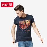 Baleno/班尼路 字母印花短袖T恤夏装 时尚休闲纯棉圆领修身体恤男