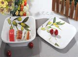 纯白陶瓷正方盘子创意四方汤盘深盘碗酒店餐具日式平盘家用菜盘