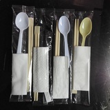 一次性筷子四件套肯德基同款长柄硬黑勺筷子1000套四合一餐具包