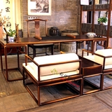 新中式免漆老榆木书桌实木书法桌画案办公桌仿古禅意茶室中式家具