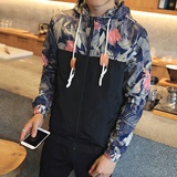 迷彩外套男春季2016潮流韩版拼接长袖上衣青少年学生修身夹克秋装