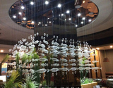 简约现代酒店大厅创意装饰品空中吊饰天花板挂饰电镀玻璃鱼挂件