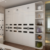 简约现代整体大衣柜卧室组合白色衣柜五四门板式家具木质烤漆衣橱