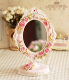 高档欧式复古台式镜化妆镜梳妆镜韩国公主镜子田园玫瑰花台镜06