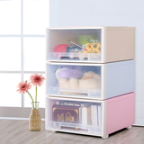 单层塑料透明抽屉式收纳箱宝宝衣柜儿童衣物储物柜玩具内衣整理盒