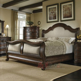 欧式新古典田园床美式实木雕花婚床样板房1.8奢华卧室床别墅家具