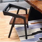 美式复古铁艺圈椅欧式实木餐椅简约靠背扶手单人休闲书桌咖啡椅子
