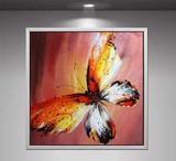[三元素]抽象油画客厅装饰画创意动物昆虫画无框装饰画七彩蝴蝶图