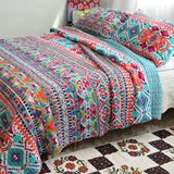 民族风 纯棉绗缝被三件套 水洗被夏薄被空调被床盖床单双人大床