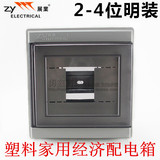 展业 经济型配电箱2-4位 塑料明装空气漏电断路器开关 强电配电箱
