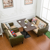 新款 美式 西餐厅 咖啡馆沙发 实木甜品店桌椅组合休闲茶餐厅沙发