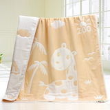 毛巾被纯棉儿童夏季空调毯八层纱布卡通浴巾正方形幼儿园床单睡毯