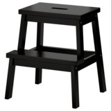 IKEA宜家代购 贝卡姆 踏脚凳 黑色 实木阶梯凳浴室凳换鞋凳矮凳