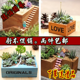 【天天特价】zakka杂货复古做旧木盒子花盆组合微景观木质花盆