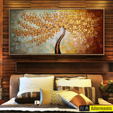 刀画发财树客厅沙发墙装饰画卧室床头书房卧室纯手绘抽象风景油画