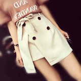 小银子2016夏装新款韩版纽扣系带不规则显瘦半身裙女短裙子Q7126Z