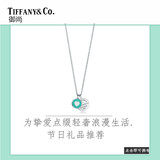 【御尚】tiffany&Co/蒂芙尼 纯银mini双圆形吊牌珐琅爱心吊坠项链