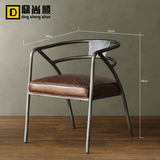 欧式做旧咖啡厅现代实木简约铁艺椅子 酒店吧台椅设计师美式餐椅
