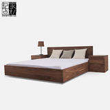 北欧实木床 日式黑胡桃木橡木床1.5/1.8米双人床现代简约卧室婚床