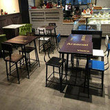 LOFT复古酒吧铁艺实木桌椅奶茶甜品店漫咖啡厅饭店茶餐馆桌椅组合