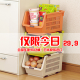 日本进口inomata 叠加式收纳筐 水果蔬菜收纳篮厨房整理架 置物筐