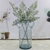 美式餐桌花瓶 摆件双耳创意气泡透明蓝色玻璃花瓶 水培花器