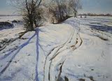 纯粹 名人手绘真迹- 朝鲜一级画家李光-原创朝鲜油画-雪后的故乡