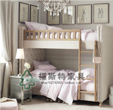 HH美式乡村布艺床法式实木儿童床新古典欧式双层床罗汉床高低床