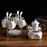 玻璃花茶壶陶瓷水果茶壶加热底座英式下午茶红茶茶具耐热茶杯套装