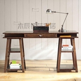 特价宜家书桌欧现代简约实木书桌书架隔板组合家用电脑桌子写字台