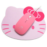 笔记本超薄有线无声光电鼠标粉色静音可爱女生电脑鼠标有线usb