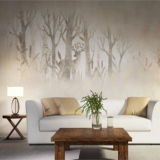 大型麋鹿森林抽象艺术定制壁画个性复古怀旧婚房壁纸无缝墙纸壁布