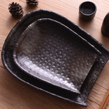 创意早餐盘子寿司生肉盘个性铲子方盘子8寸黑色日韩餐厅酒店餐具
