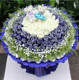合肥鲜花速递同城花店送花99支白蓝玫瑰情人节鲜花求婚祝福鲜花