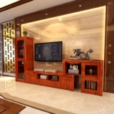 现代客厅家具中式实木电视柜组合 背景墙电视机柜储物伸缩影视柜