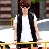 青年春夏中长款无袖风衣男士个性非主流披风修身型英伦潮韩版马甲