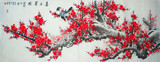 国画100%纯手绘小六尺喜鹊梅花 客厅横幅风水画装饰红梅花鸟字画