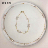 日本天然akoya海水珍珠项链 锁骨链短款18K金强光送妈妈女正品白