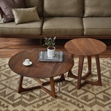 美式实木圆形茶 沙发边桌边 简约时尚角几小茶桌床头小桌实木餐桌