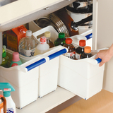 日本进口塑料收纳箱厨房食物整理箱抽屉透明橱柜储物箱带滑轮大号