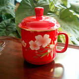 骨质瓷中国红瓷茶杯桃花杯乔迁生日本命年礼品茶水杯中号陶瓷茶具