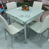新款钢化玻璃伸缩餐桌椅组合 一桌六椅四椅伸缩正方形餐台B179-16