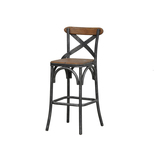 美式复古实木酒吧椅工业LOFT风格金属吧台椅高脚椅高脚凳靠背椅子