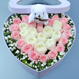 西安鲜花店同城速递配送心形玫瑰鲜花礼盒生日爱人情人节送女友