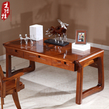 现代中式老榆木书桌大办公桌学习桌写字台 全实木电脑桌书房家具