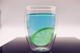 耐热双层玻璃杯透明水杯子 波顿红绿花茶杯牛奶饮料玻璃杯子